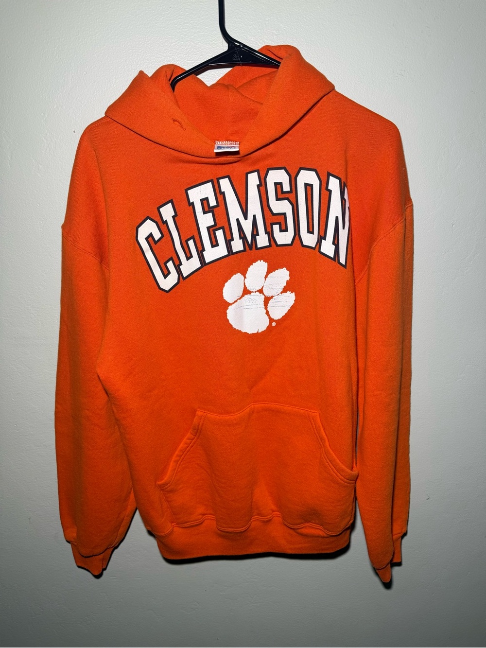 Vintage Russell Athletic Orange Pullover Hoodie with Logo Tag
